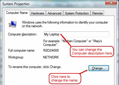 System Properties Dialogue Box